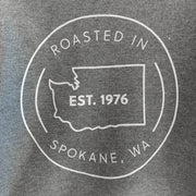 Our new Washington state logo on the back of the hoodie in white. Support your local specialty coffee roasters since 1976!